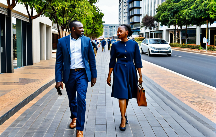 요하네스버그 위험 지역 정리 - **Prompt:** "A daytime scene in Sandton, Johannesburg, featuring modern buildings and well-dressed p...